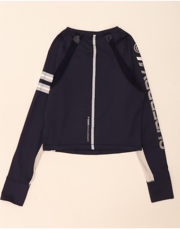Top grafic Superdry pentru femei cu mânecă lungă UK 12 Medium Bleumarin Colorblock