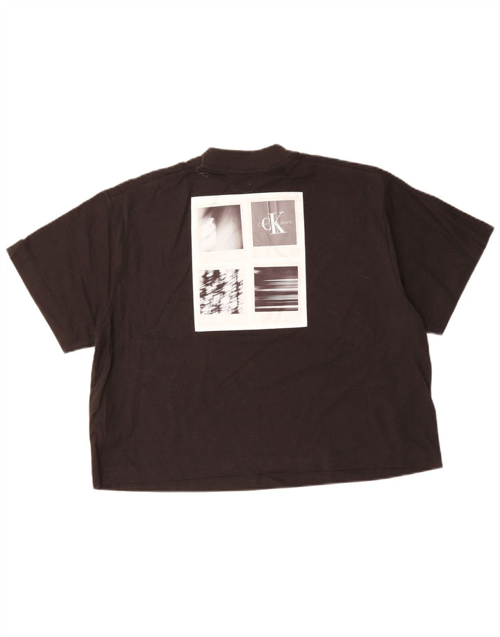 CALVIN KLEIN Tricou cu grafic supradimensionat pentru femei Top UK 10 Small Black