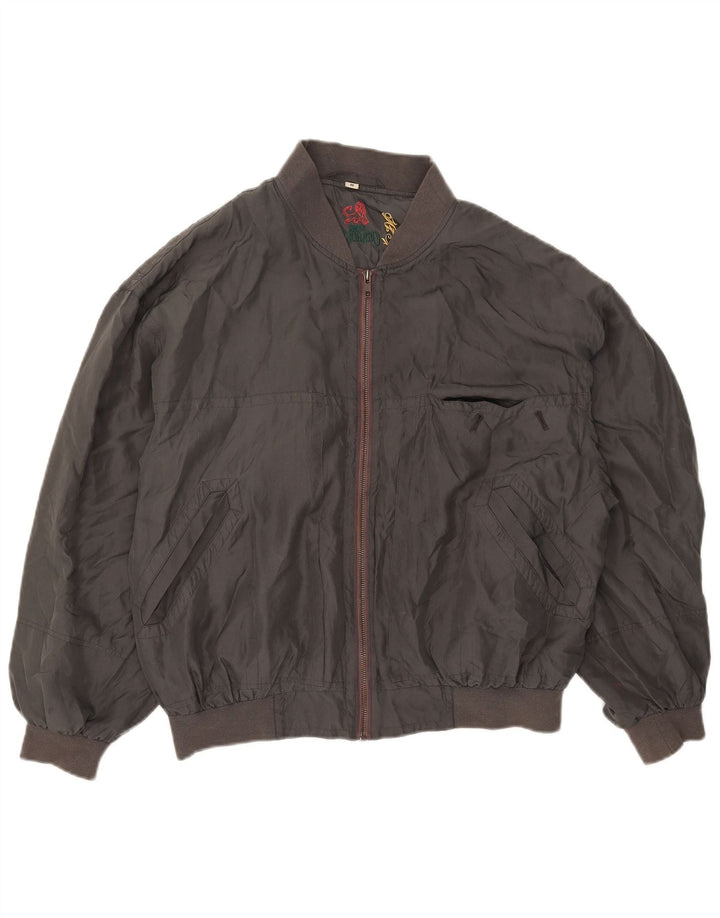Bomber vintage pentru bărbați UK 38, mătase, gri mediu