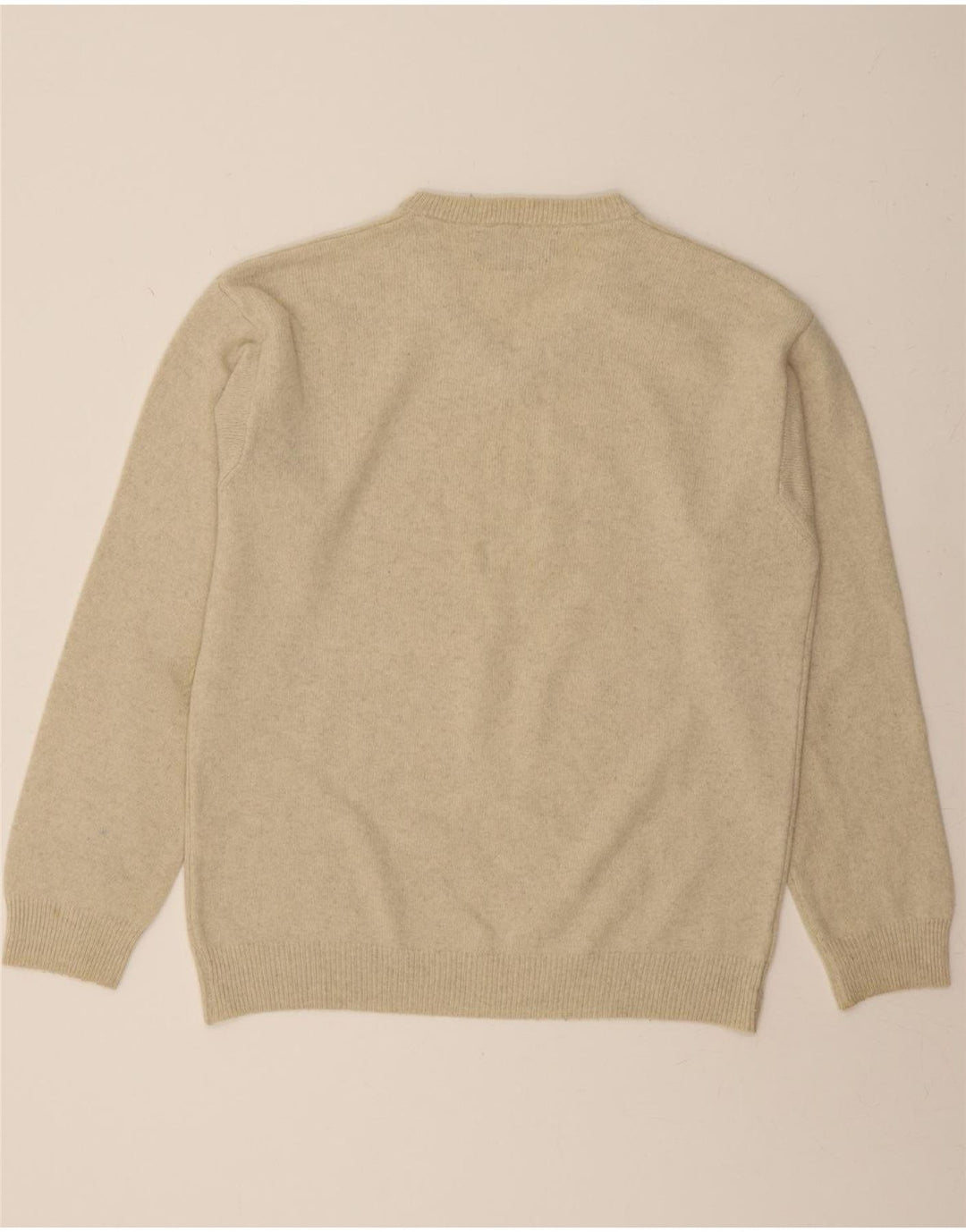 MARLBORO CLASSICS Mens V-Neck Jumper Sweater XL Beige Wool Vintage Marlboro Classics and Second-Hand Marlboro Classics from Messina Hembry 