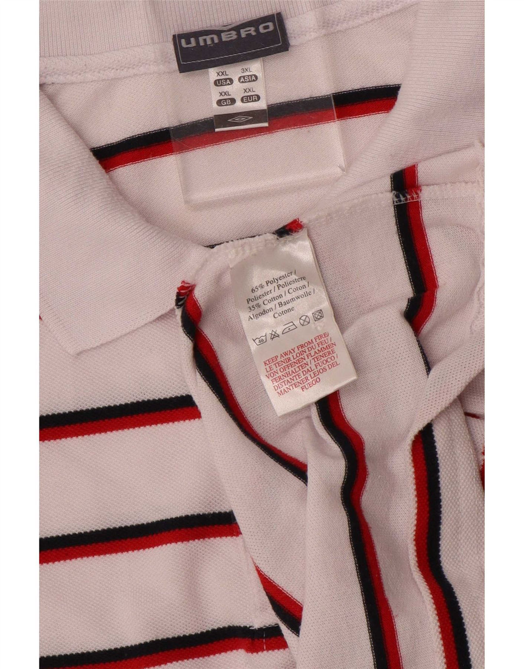 Tricou polo Umbro pentru bărbați 2XL poliester cu dungi albe