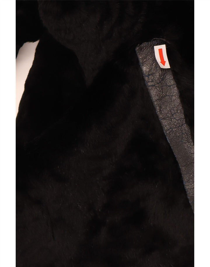 Jachetă de blană artificială pentru femei VINTAGE UK 14 Medium Black