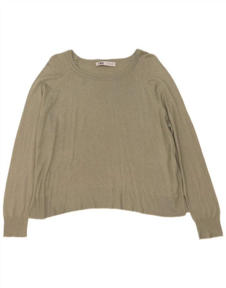 Bluză Zara Femei Loose Fit UK 14 Medium Khaki Viscose