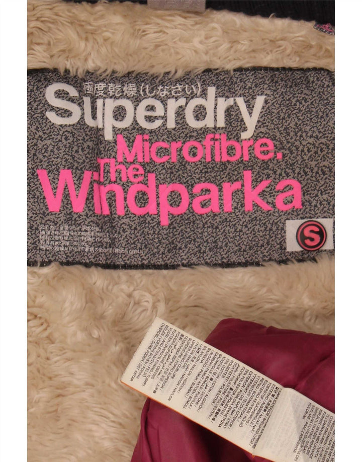 Jachetă parka Sherpa cu glugă Superdry pentru femei UK 10 Poliester bleumarin mic