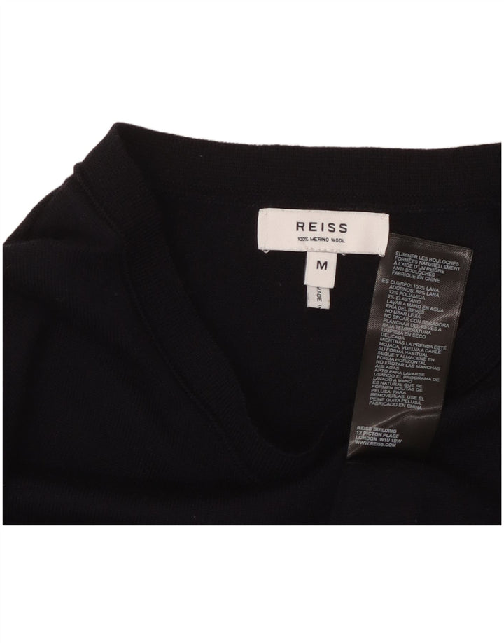 Pulover REISS pentru femei cu gât de barcă UK 12 Mediu Lână bleumarin