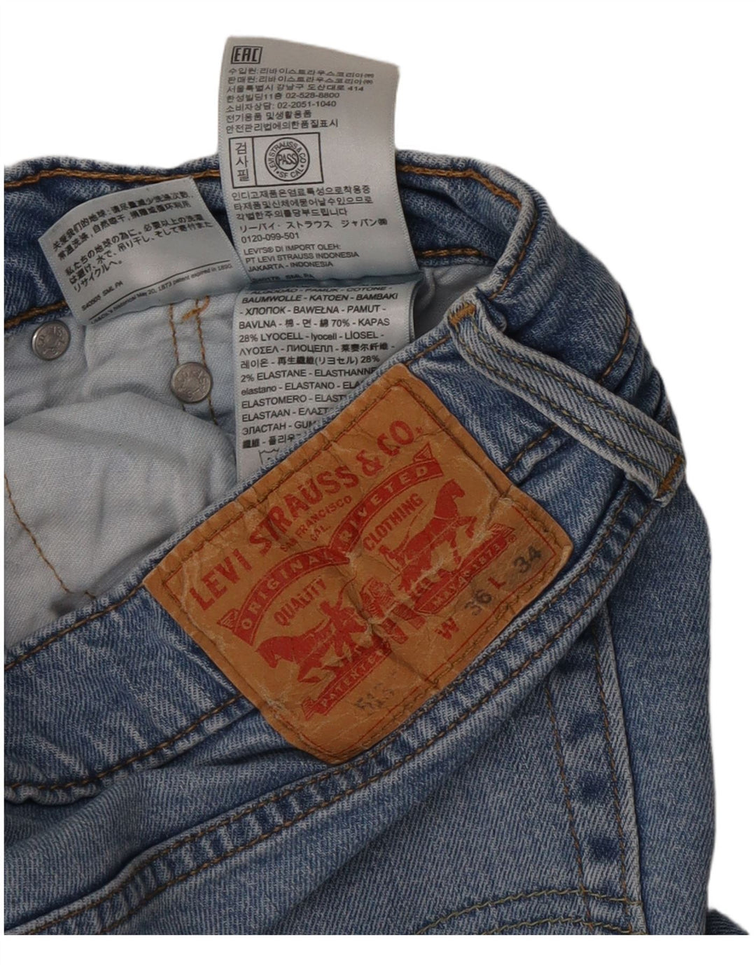 Blugi drepti pentru bărbați Levi's 516 W36 L34 Bumbac albastru