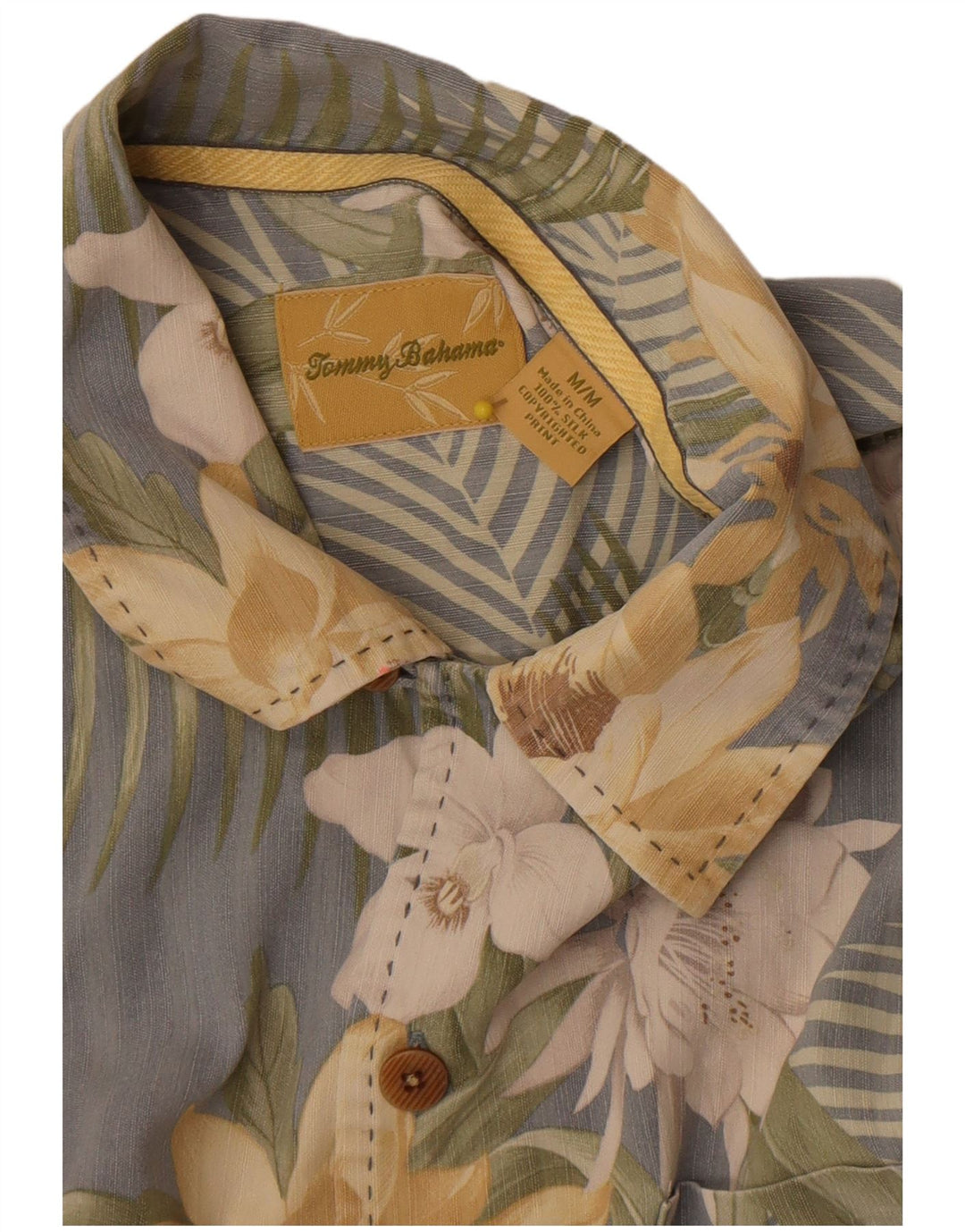 Cămașă cu mânecă scurtă pentru bărbați Tommy Bahama, bumbac floral, gri mediu