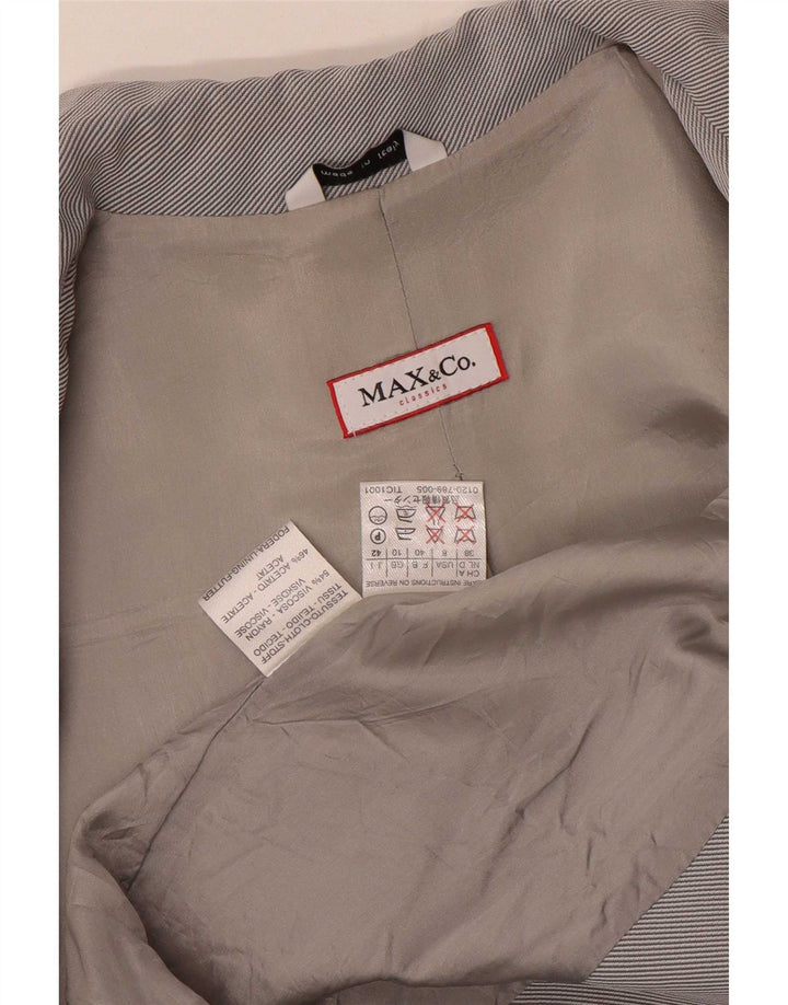 Jachetă pentru femei Max & Co. Sacou cu 3 nasturi cu paragate UK 10, mic, gri, viscoză