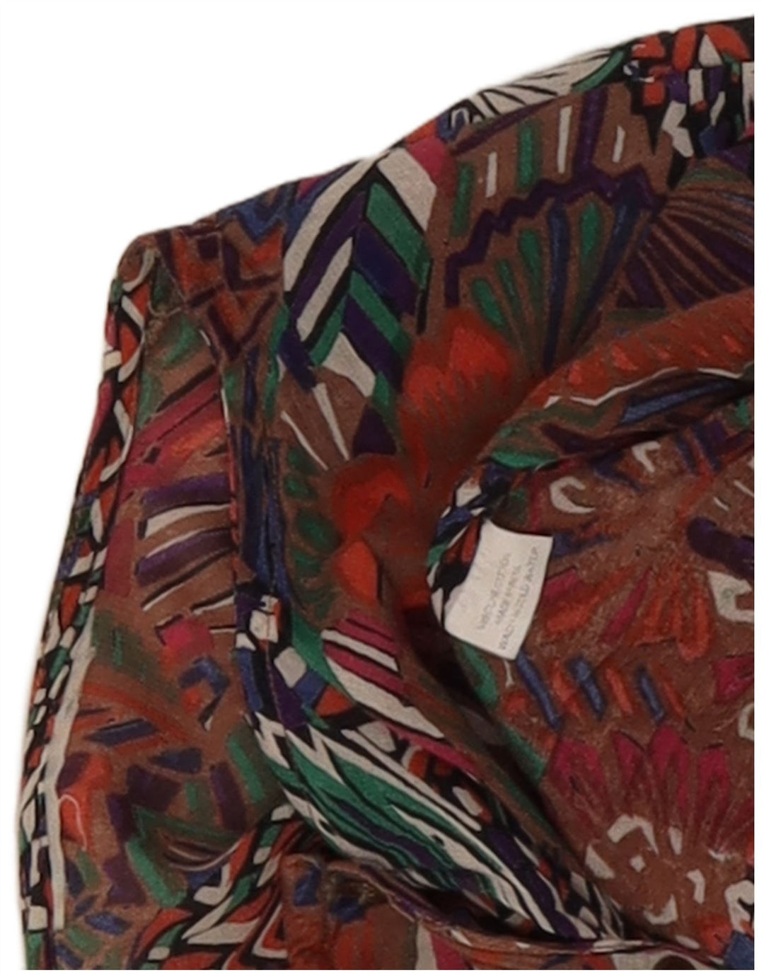 Bluză de cămașă cu model abstract pentru femei vintage UK 14 mare, multicoloră