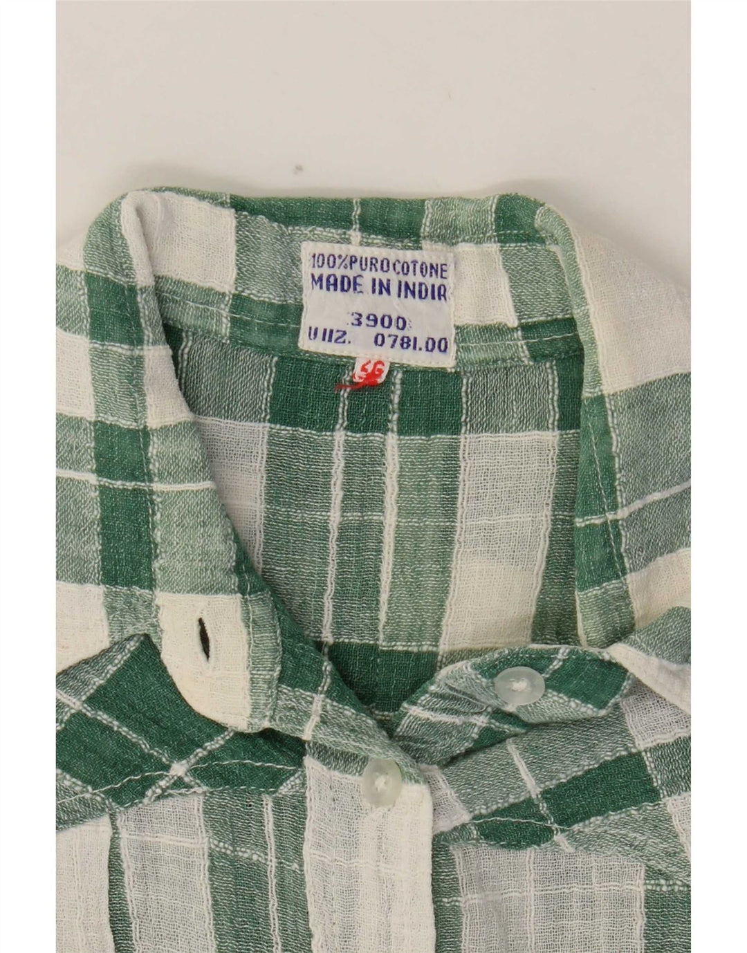 Cămașă vintage pentru femei UK 14, bumbac cu carouri verde mediu