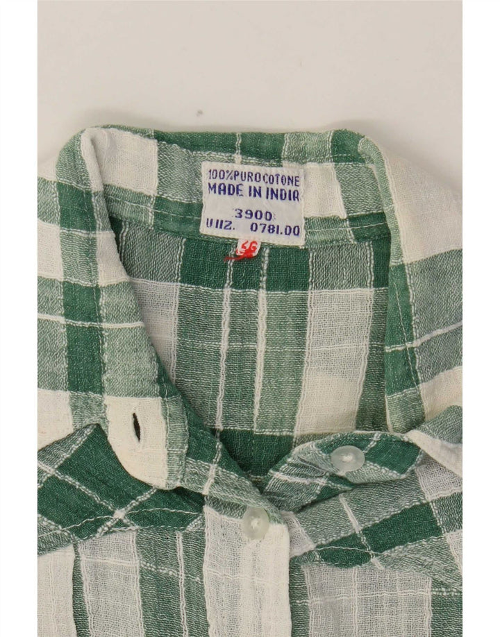 Cămașă vintage pentru femei UK 14, bumbac cu carouri verde mediu