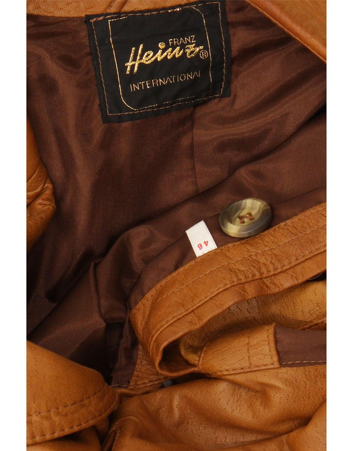 VINTAGE Palton militar din piele pentru bărbați EU 46 Mic Bej