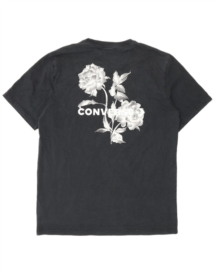 Tricou grafic Converse pentru bărbați Top mare din bumbac negru