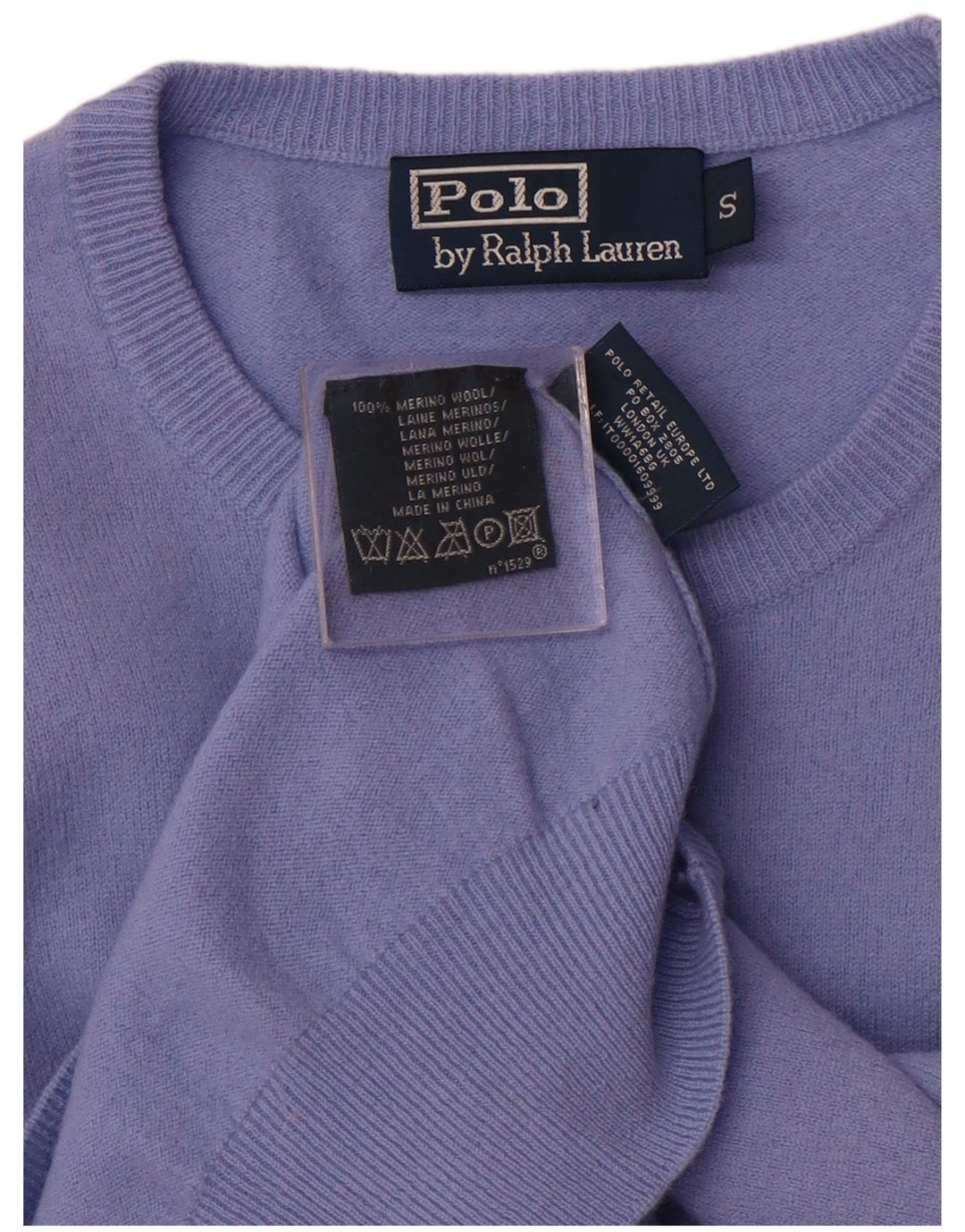 POLO RALPH LAUREN Pulover pentru bărbați cu decolteu rotund din lână merino mov