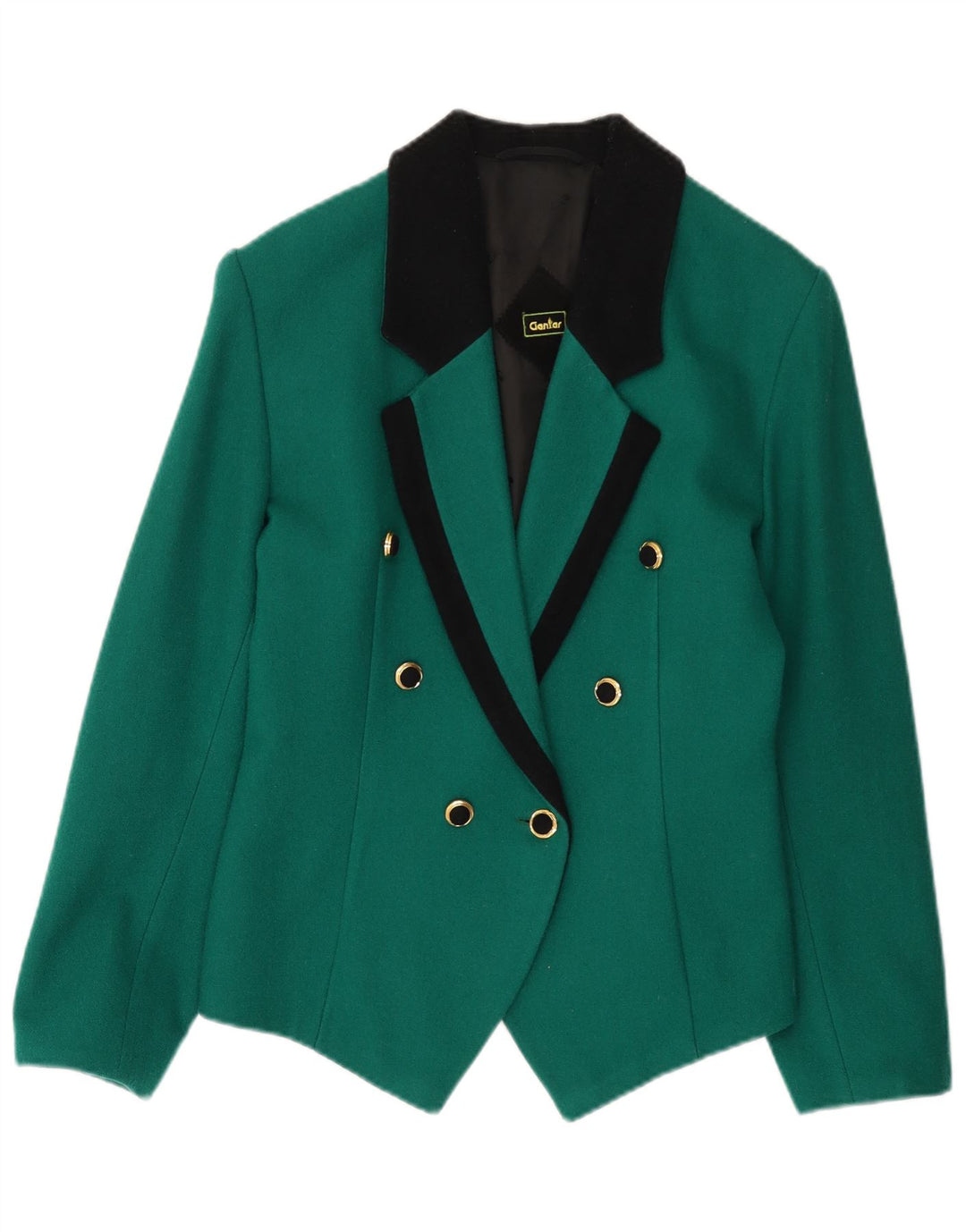 Jachetă vintage pentru femei cu două pieptări, UK 14, verde mediu