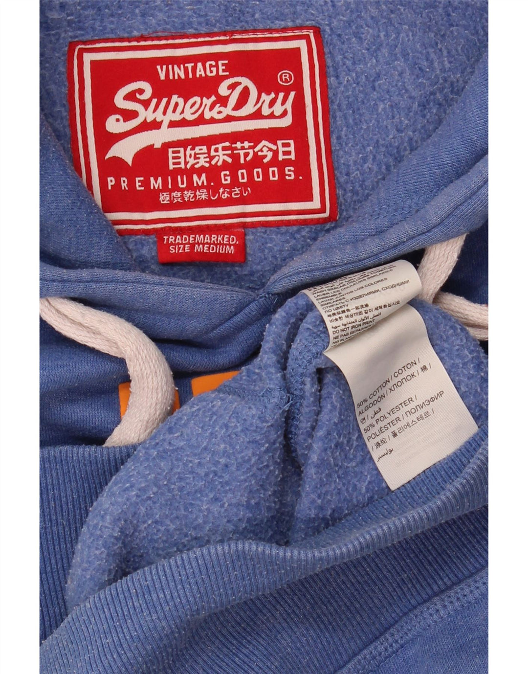 Pulover cu glugă grafic Superdry pentru bărbați, bumbac albastru mediu