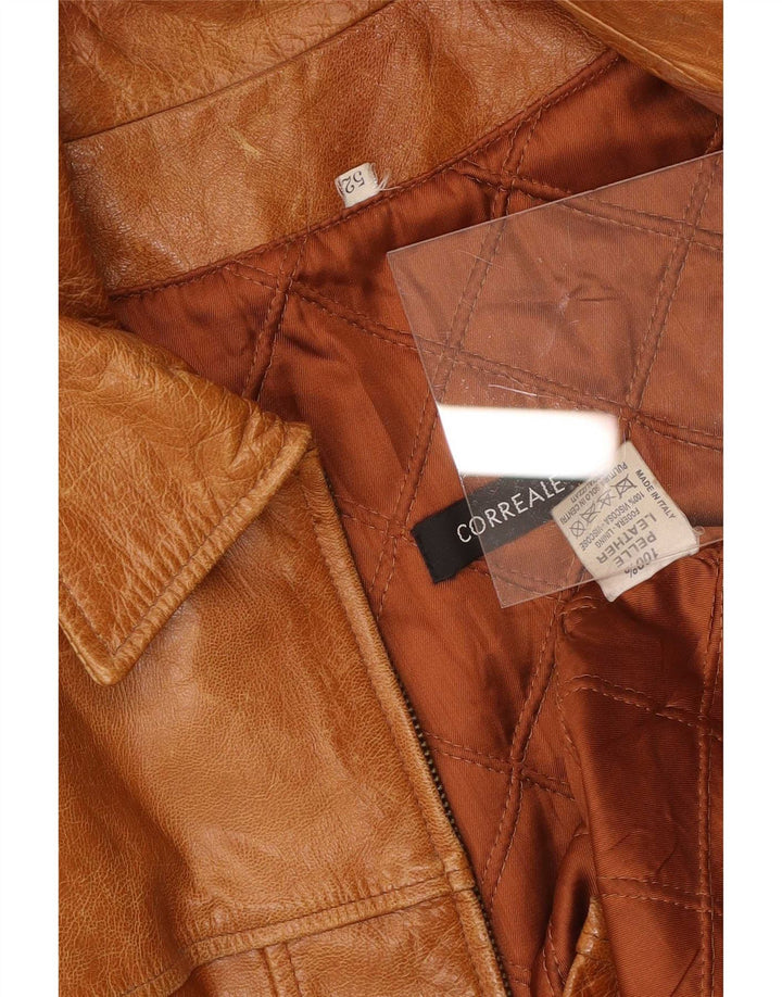 Geaca de piele vintage pentru barbati IT 52 XL maro
