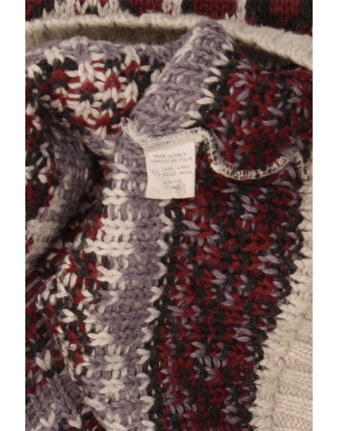 Pulover vintage pentru bărbați cu gât rulat, lână Fair Isle, medie, multicoloră