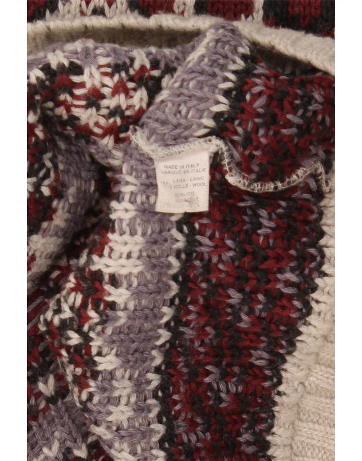 Pulover vintage pentru bărbați cu gât rulat, lână Fair Isle, medie, multicoloră