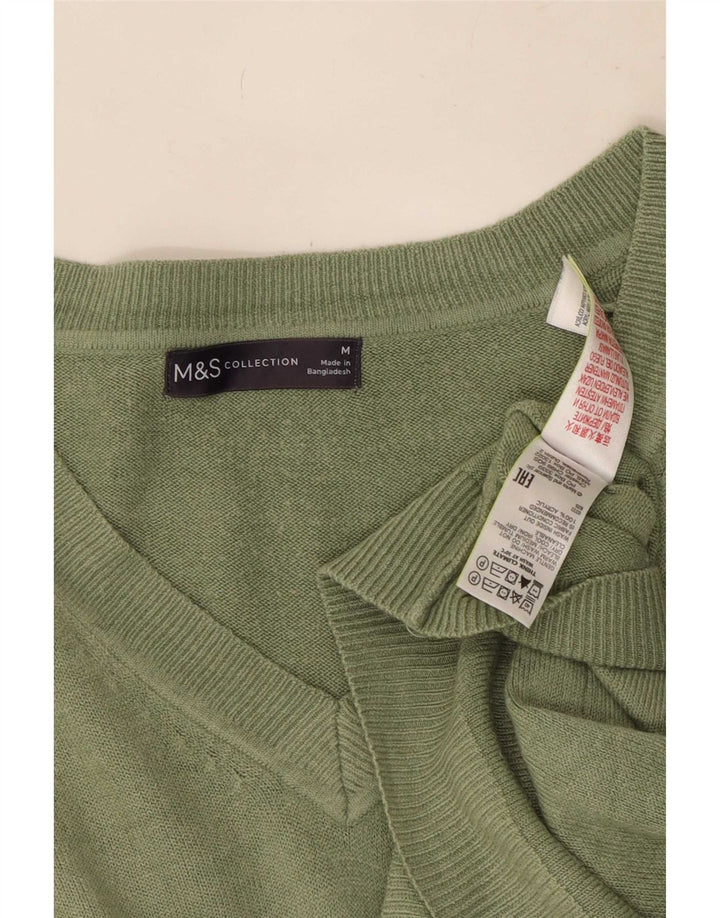 Pulover cu decolteu în V pentru femei Marks & Spencer UK 14 Acrilic verde mediu