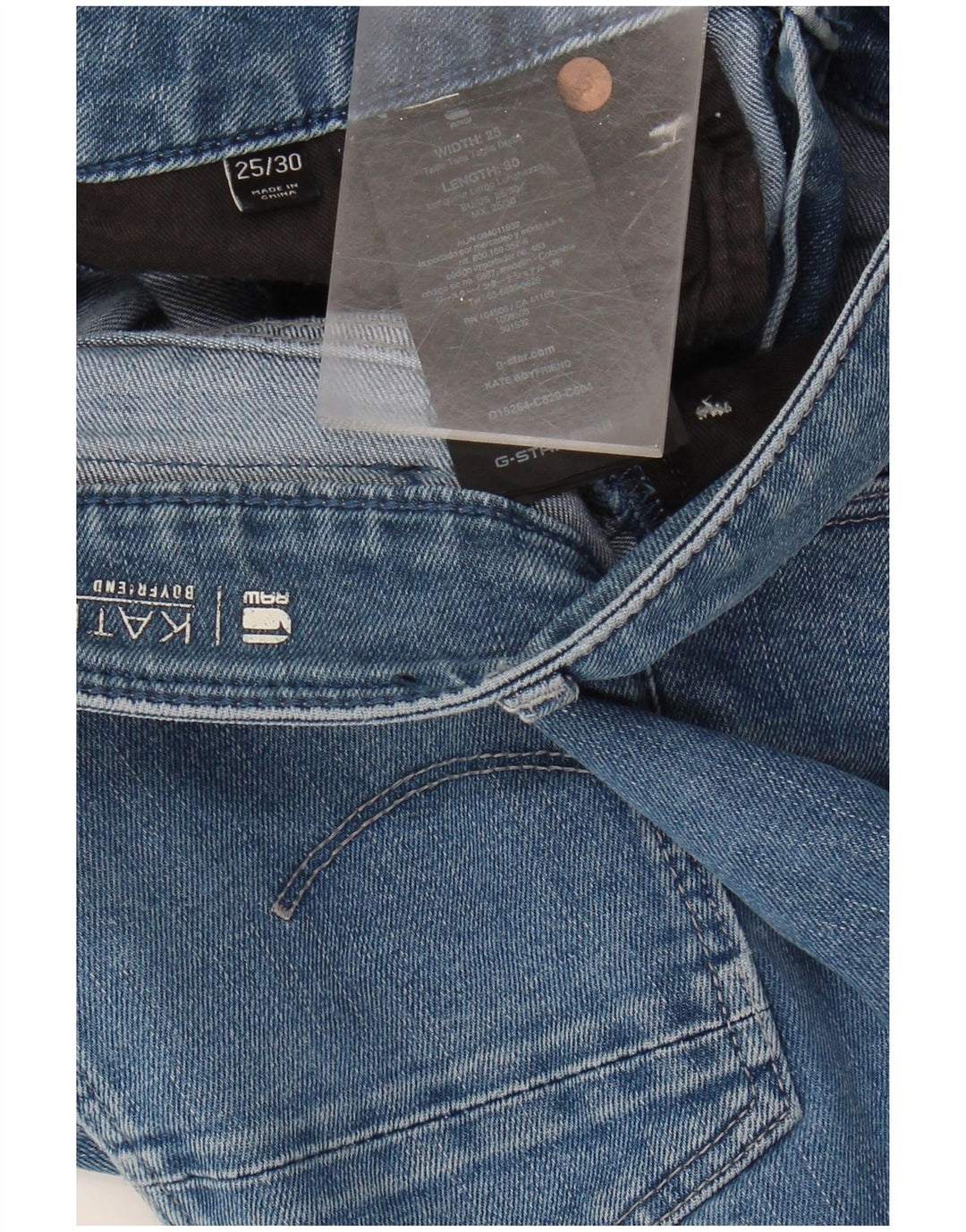 G-STAR Womens Kate Straight Jeans W25 L26 Blue Cotton