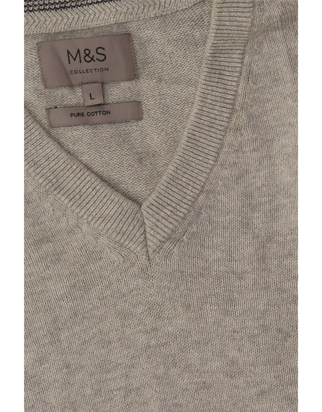 Pulover pentru bărbați Marks & Spencer, cu decolteu în V, mare, gri, bumbac