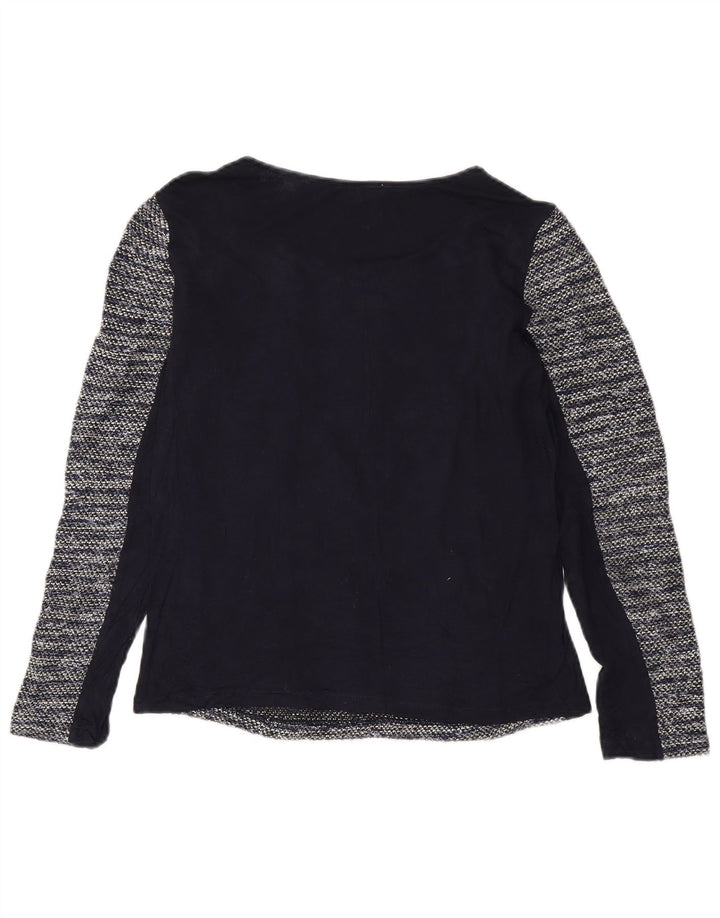 Oasis Top pentru femei cu mânecă lungă UK 10 Mic bleumarin poliester cu dungi