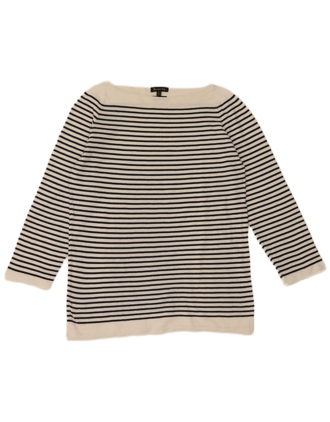 Massimo Dutti Top pentru femei cu mâneci 3/4 UK 12 Medium White Striped Nautical