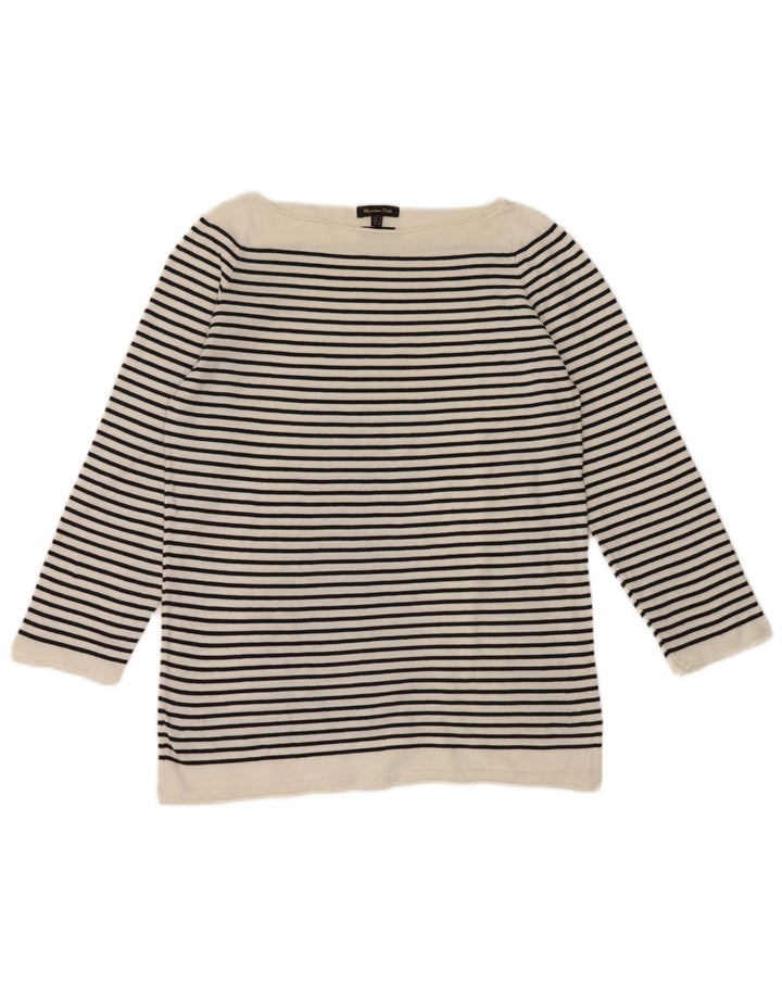 Massimo Dutti Top pentru femei cu mâneci 3/4 UK 12 Medium White Striped Nautical
