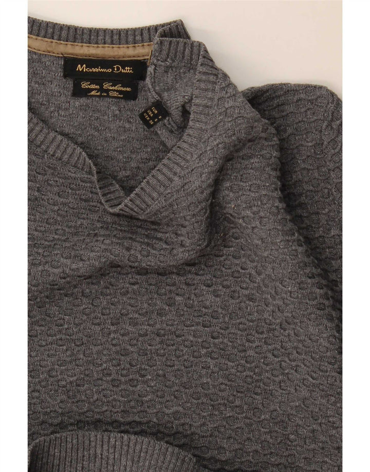 Pulover Massimo Dutti pentru bărbați, cu gât de barcă, bumbac mic, gri
