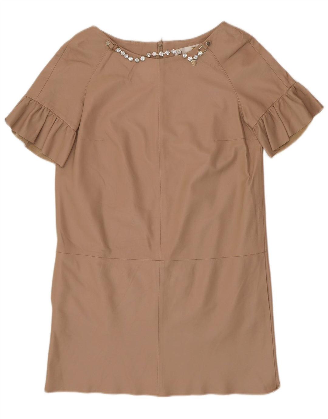 ELISABETTA FRANCHI Rochie Femei Piele IT 42 Medium Beige Piele