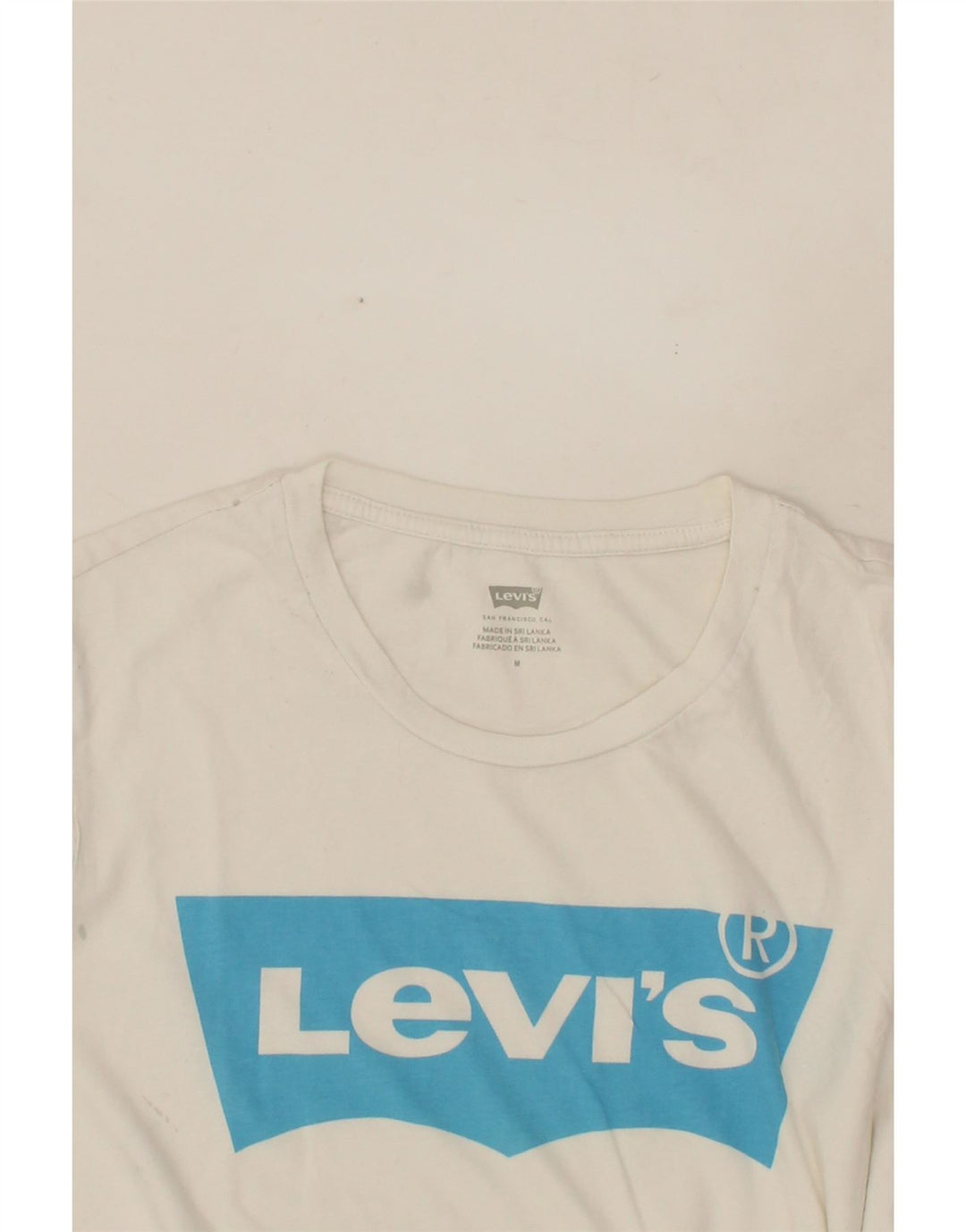 LEVI'S Womens Graphic T-Shirt Top UK 14 Medium White Cotton Vintage Levi's and Second-Hand Levi's from Messina Hembry 