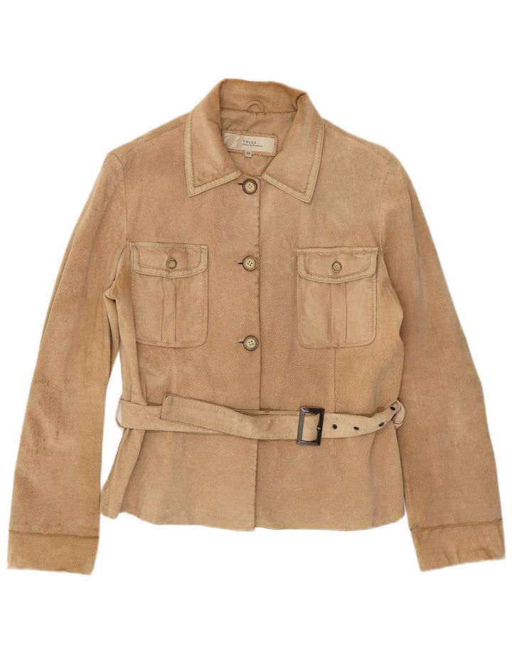Jachetă vintage de piele intoarsa pentru femei IT 48 XL Bej