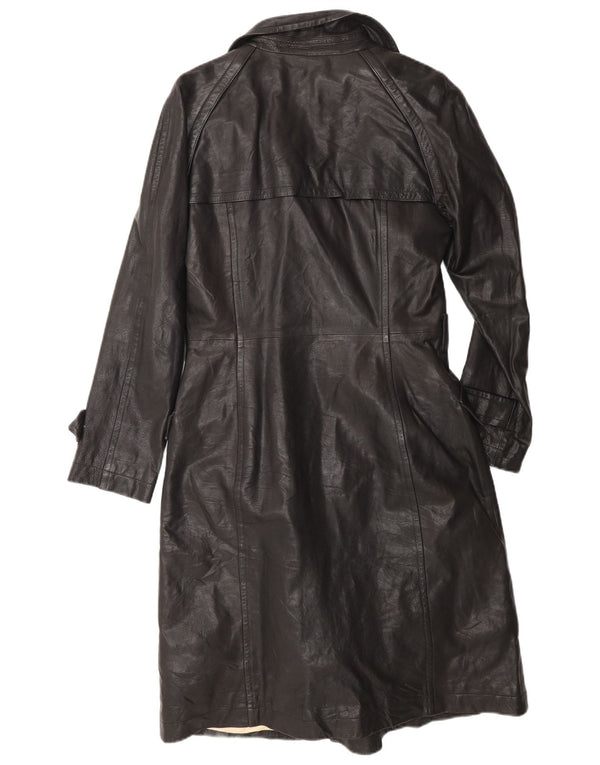 Bruno Magli haină din piele dublu pentru femei UK 12, piele medie neagră