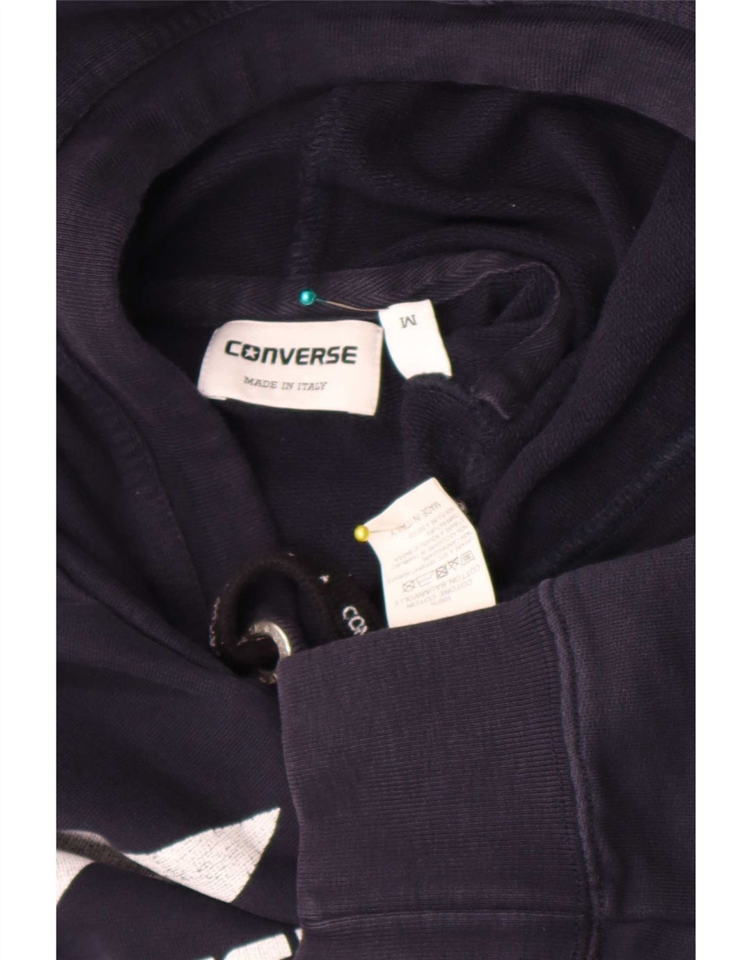 Pulover pentru bărbați Converse Graphic Hoodie Jumper mediu din bumbac bleumarin