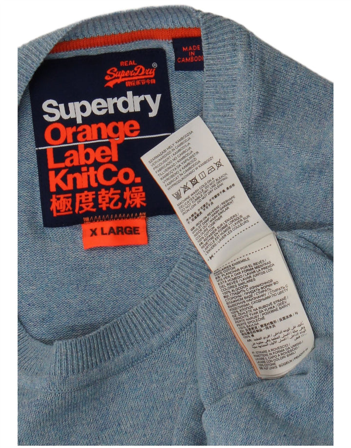 Pulover pentru femei SUPERDRY cu gât de barcă, UK 18 XL, bumbac cu pete albastre