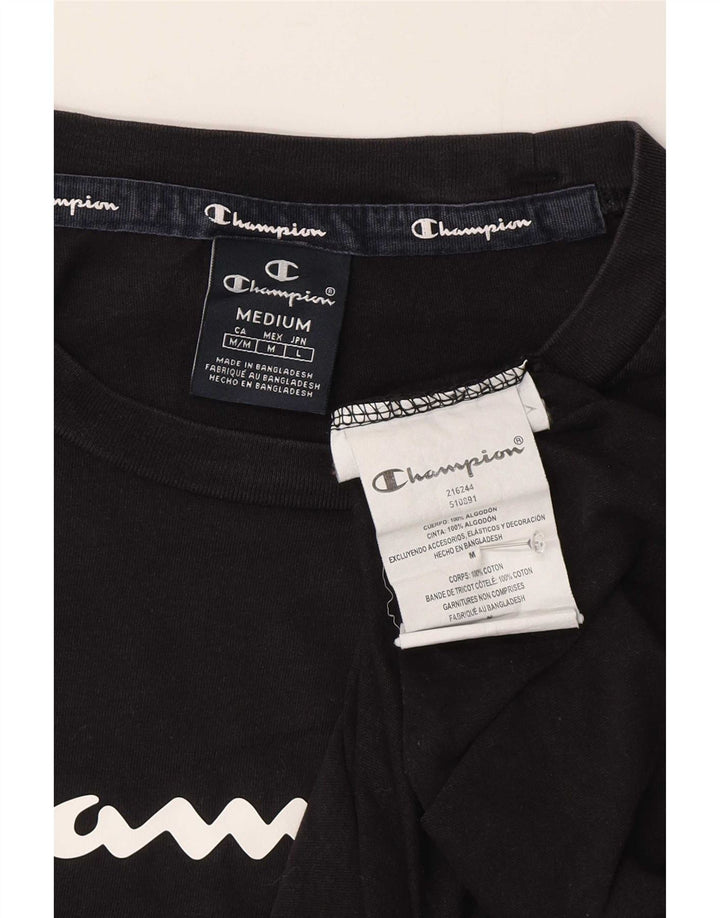 Tricou grafic Champion pentru bărbați Top mediu din bumbac negru