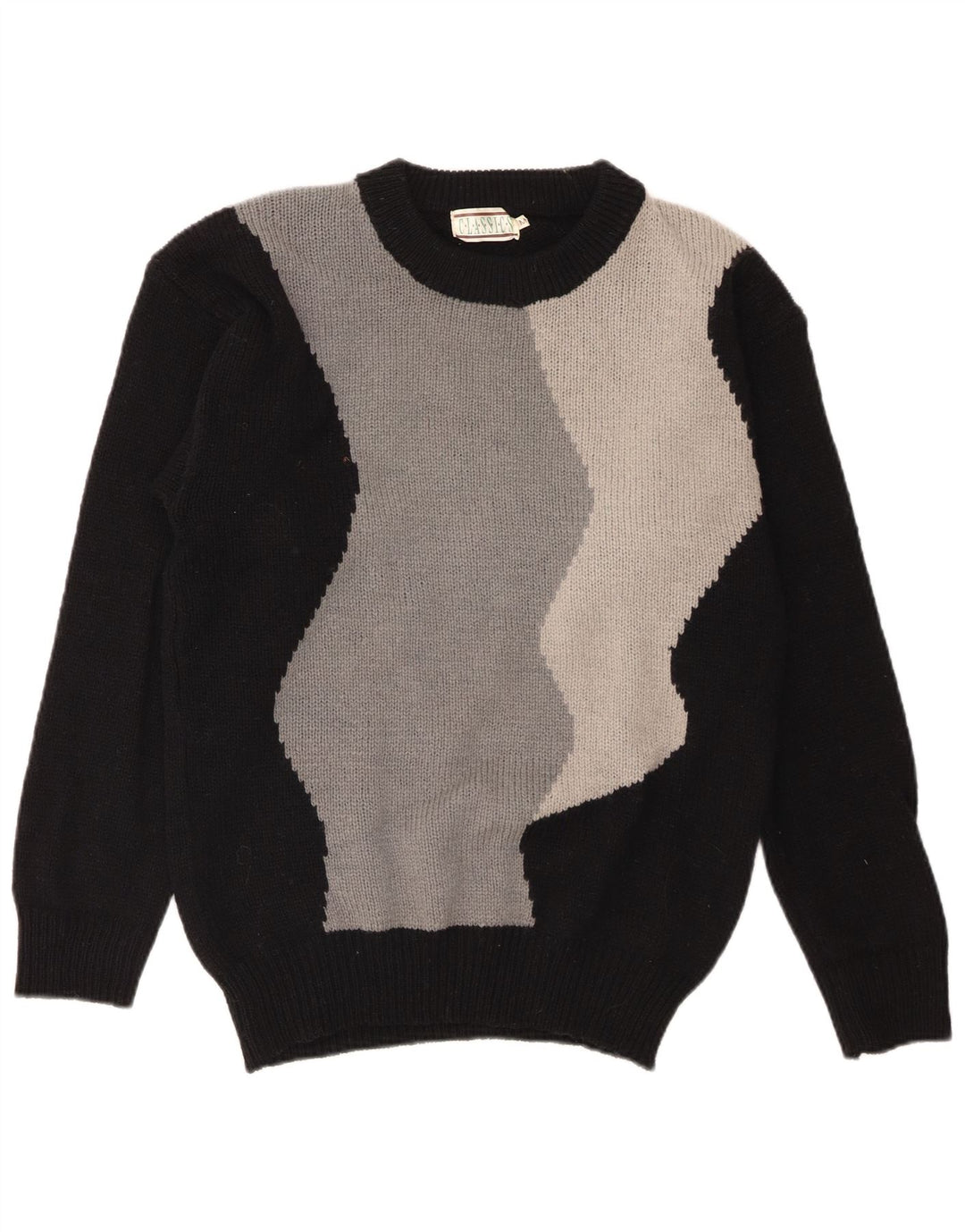 Pulover Classics pentru femei cu decolteu triplu UK 14 Medium Black Colorblock