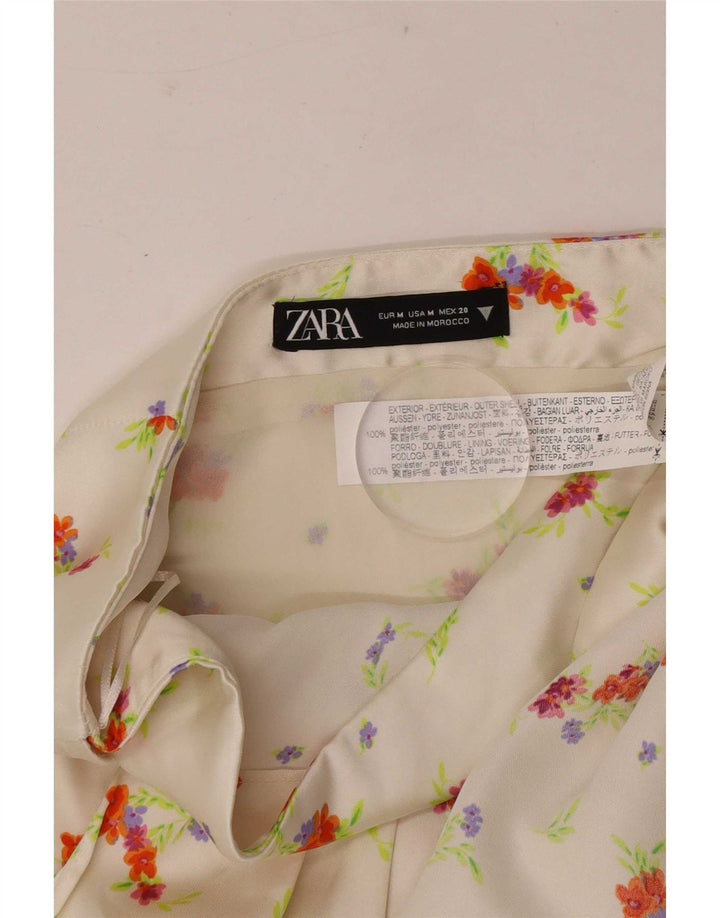 Fusta Mini Zara Femei Medium W28 Poliester Floral Alb