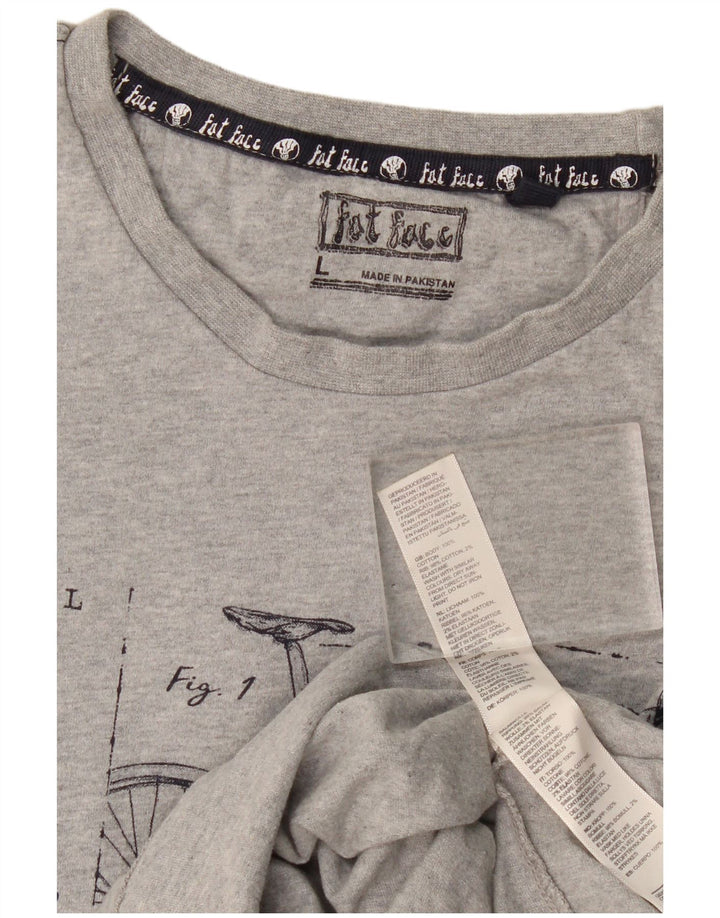 Tricou grafic pentru bărbați Fat Face Top mare, gri, bumbac cu pete