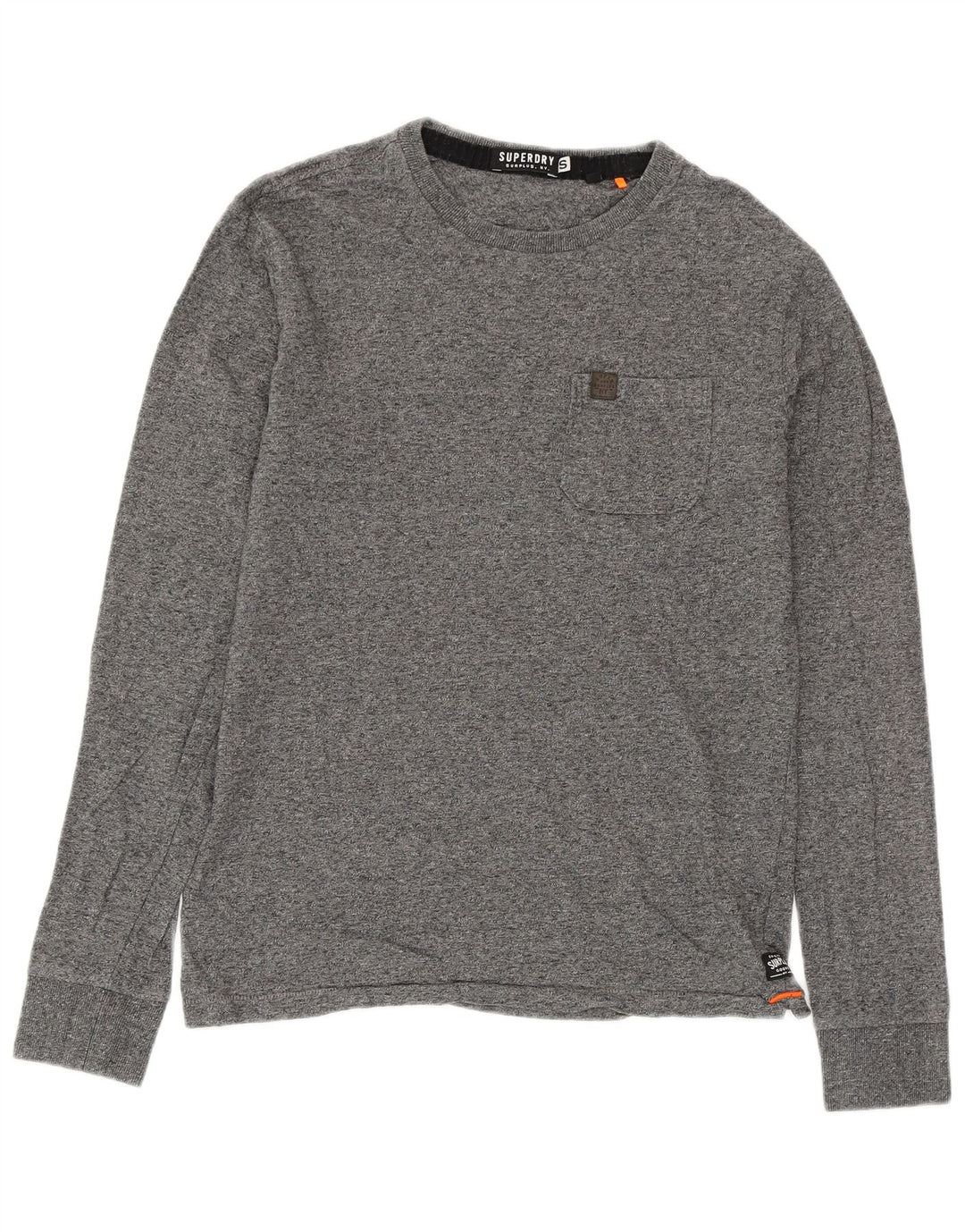SUPERDRY Top pentru bărbați cu mânecă lungă din bumbac cu pete gri mici