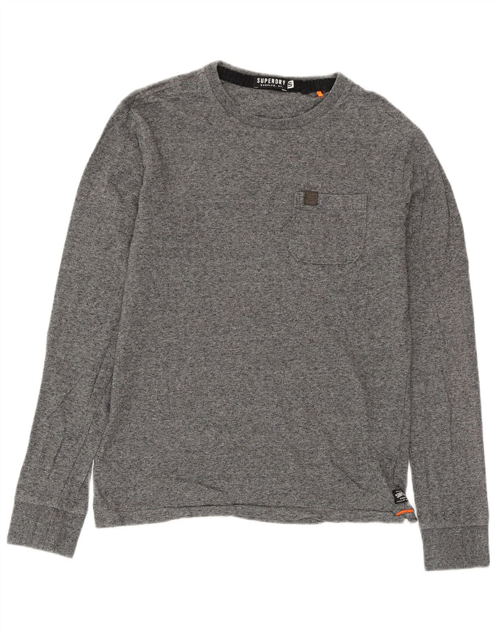 SUPERDRY Top pentru bărbați cu mânecă lungă din bumbac cu pete gri mici