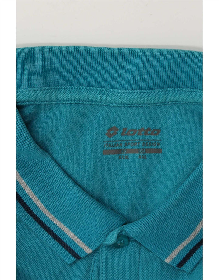Tricou polo pentru bărbați Lotto 3XL turcoaz cu dungi