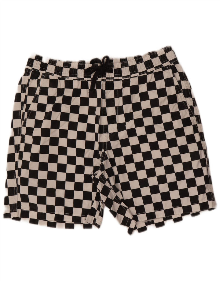 Pantaloni scurți de înot Vans pentru bărbați, bumbac geometric negru mediu