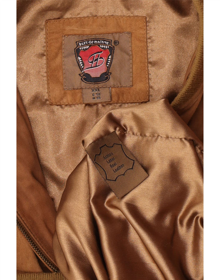 Jachetă Bomber din piele intoarsa pentru barbati vintage UK 44 2XL piele maro
