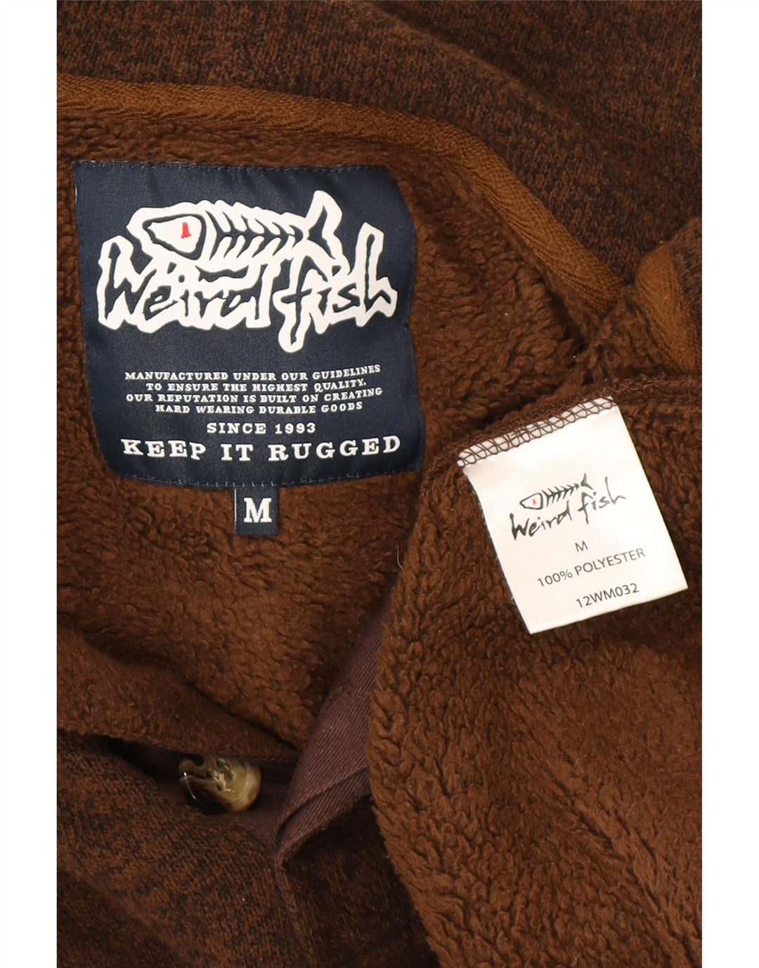 Pulover cu glugă Sherpa pentru bărbați Weird Fish, maro mediu, poliester cu pete