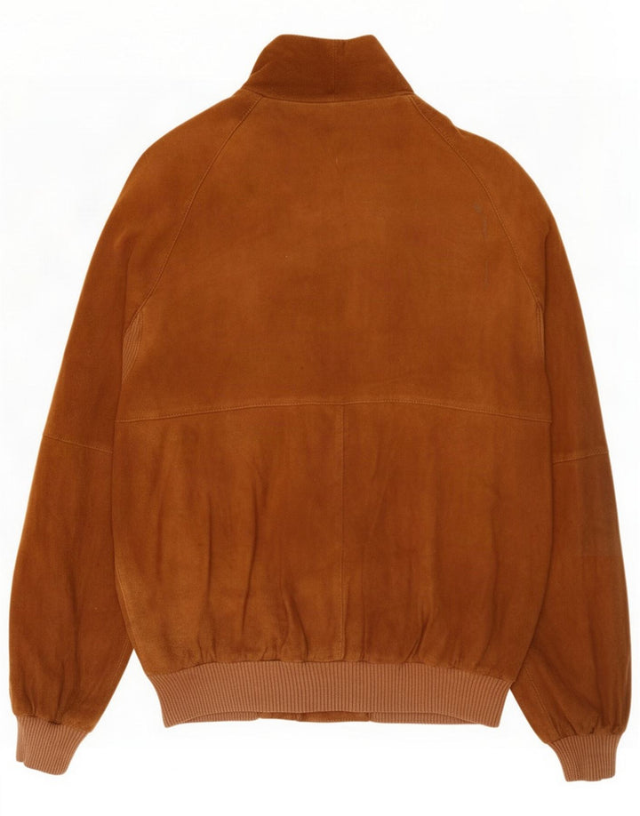 Vintage Mens Suede Bomber Jacket UK 38 Medium Brown Leather