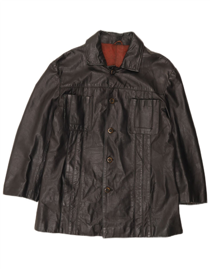 Jachetă de piele pentru bărbați Henry Morell, mânecă 3/4, IT 52 XL, piele neagră