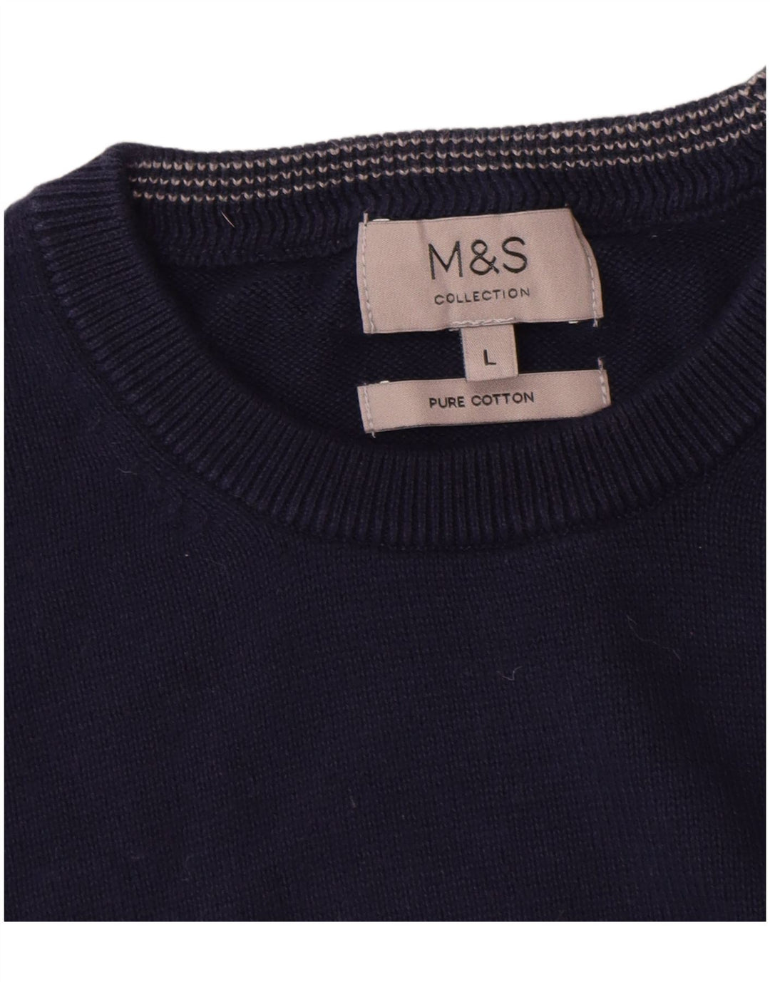 Pulover pentru bărbați Marks & Spencer cu gât roșu, mare din bumbac bleumarin