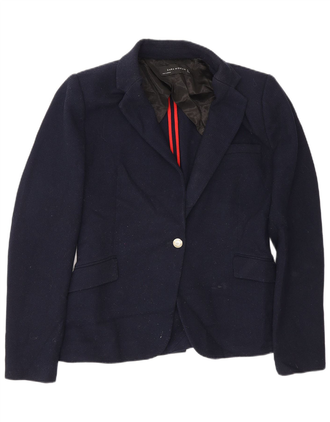 Jachetă Blazer pentru femei Zara, cu 1 nasture, UK 14, mare, bleumarin, poliester